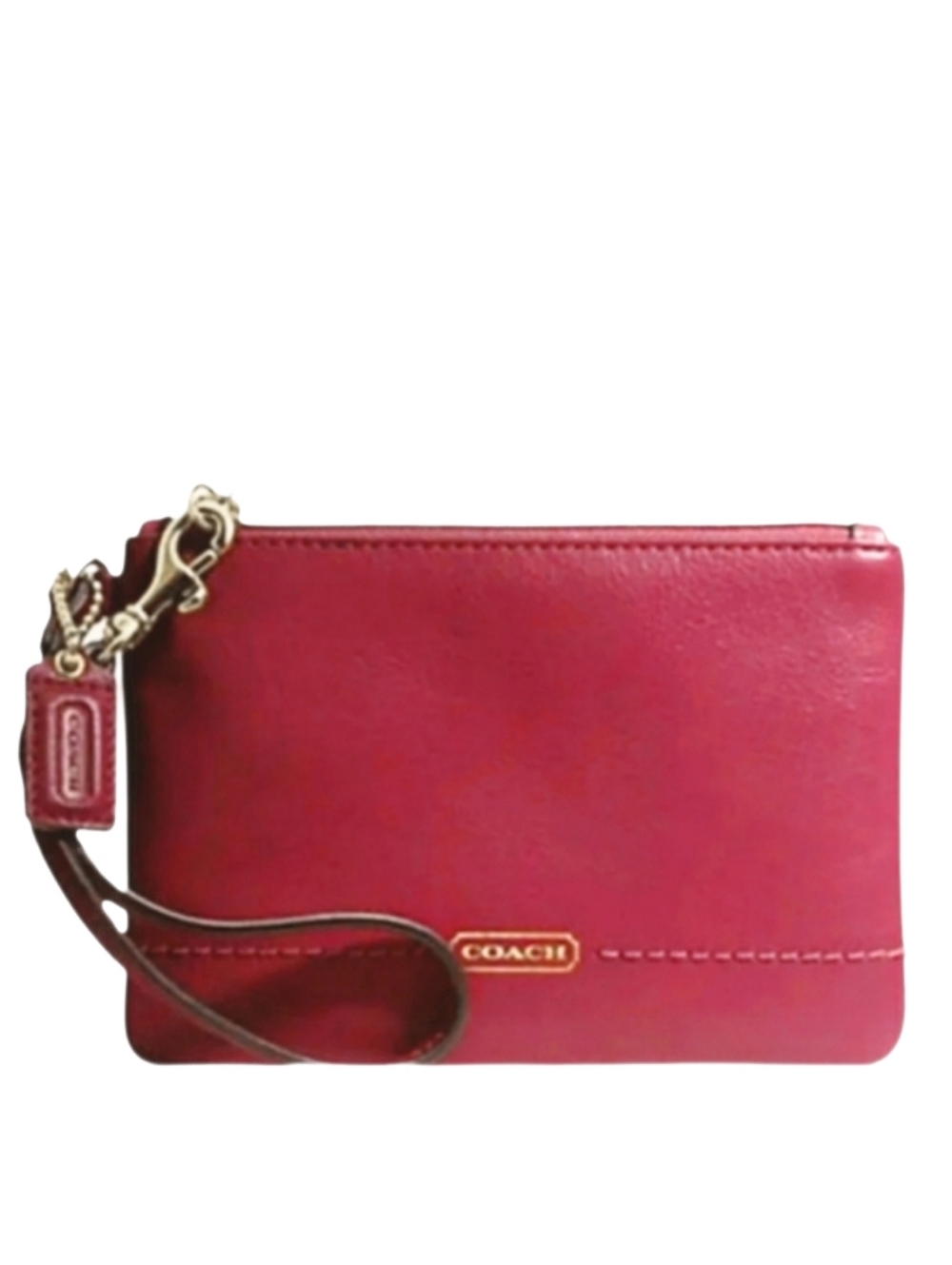 ♨️ Coach Y2K Campbell Deep Port Red Matte Leather Small Wristlet Pouch Clutch